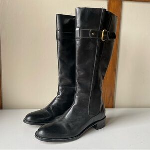 Knee High Black Leather Riding Boots Size 7.5